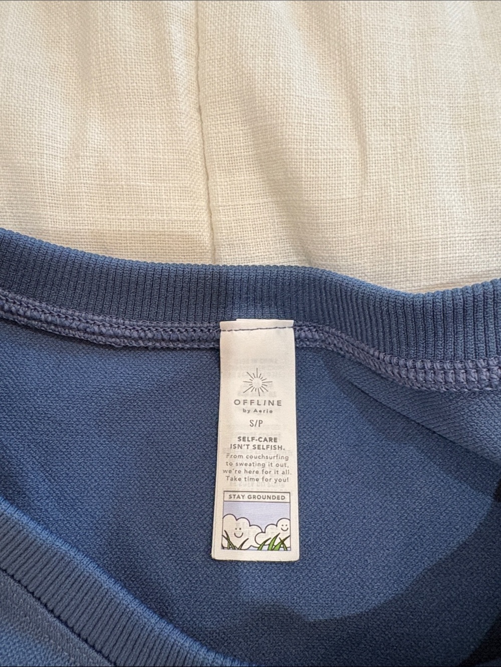 Offline by Aerie Long Sleeve Cropped Crew Top - Navy - Picture 2 of 7